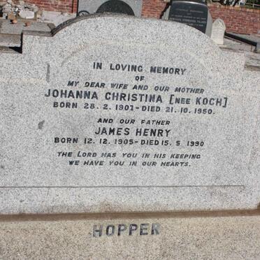 HOPPER James Henry 1905-1990 &amp; Johanna Christina KOCH 1907-1950