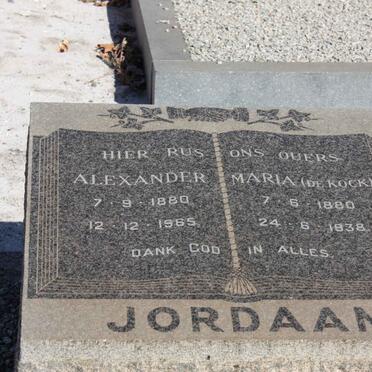 JORDAAN Alexander 1880-1965 &amp; Maria DE KOCK 1880-1938