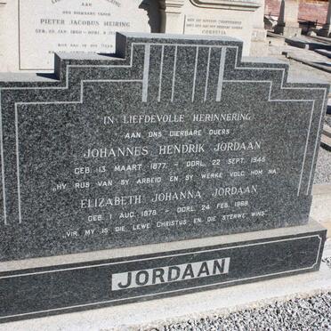 JORDAAN Johannes Hendrik 1877-1945 &amp; Elizabeth Johanna 1878-1968