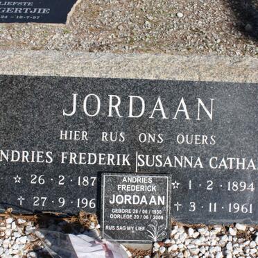 JORDAAN Andries Frederik 1879-1961 &amp; Susanna Catharina 1894-1961 :: JORDAAN Andries Frederik 1930-2009