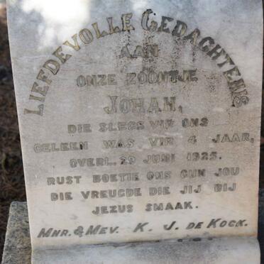 KOCK Johan, de -1925
