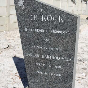 KOCK Barend Bartholomeus, de 1926-1971