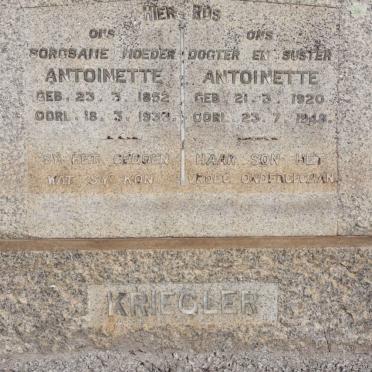 KRIEGLER Antoinette 1852-1933 :: KRIEGLER Antoinette 1920-1948