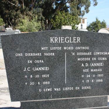 KRIEGLER J.C. 1905-1989 &amp; A.D. MARAIS 1910-1988