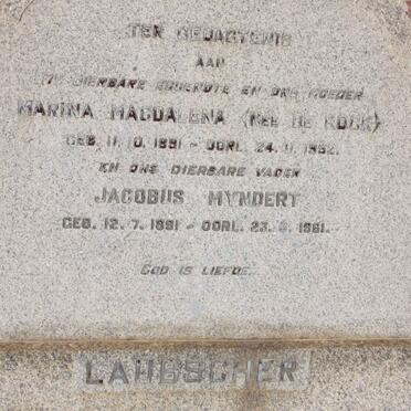 LAUBSCHER Jacobus Myndert 1881-1961 &amp; Marina Magdalena DE KOCK 1891-1952