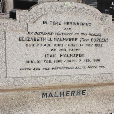 MALHERBE Izak 1869-1956 &amp; Elizabeth J. BURGER 1869-1952