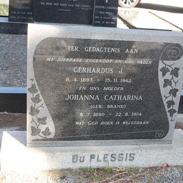 PLESSIS Gerhardus J., du 1893-1962 &amp; Johanna Catharina BRAND 1890-1974