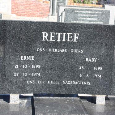 RETIEF Ernie 1899-1974 &amp; Baby 1898-1974