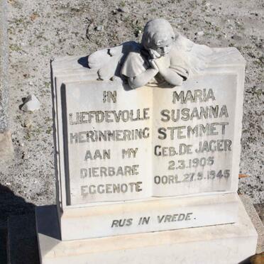 STEMMET Maria Susanna nee DE JAGER 1905-1945
