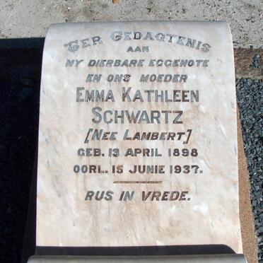 SCHWARTZ Emma Kathleen nee LAMBERT 1898-1937