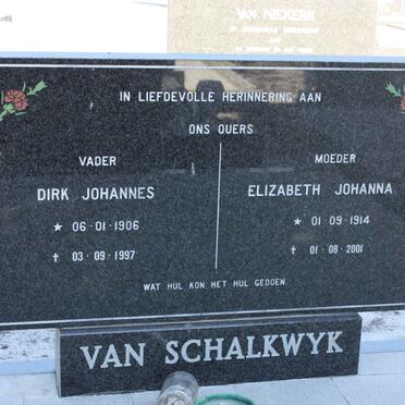 SCHALKWYK Dirk Johannes, van 1906-1997 &amp; Elizabeth Johanna C. 1914-2001