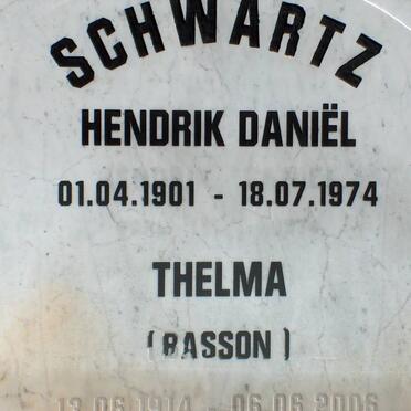 SCHWARTZ Hendrik Daniël 1901-1974 &amp; Thelma BASSON 1914-2006