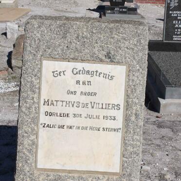 VILLIERS Matthys, de -1933