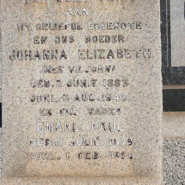 VILJOEN Charl Paul 1879-1950 &amp; Johanna Elizabeth VILJOEN 1883-1940