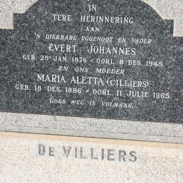VILLIERS Evert Johannes, de 1876-1949 &amp; Maria Aletta CILLIERS 1886-1965