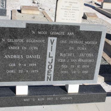 VILJOEN Andries Daniël 1898-1979 &amp; Rachel Jacoba J. VAN RENSBURG 1908-1986