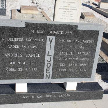 VILJOEN Andries Daniël 1898-1979 &amp; Rachel Jacoba J. VAN RENSBURG 1908-1986