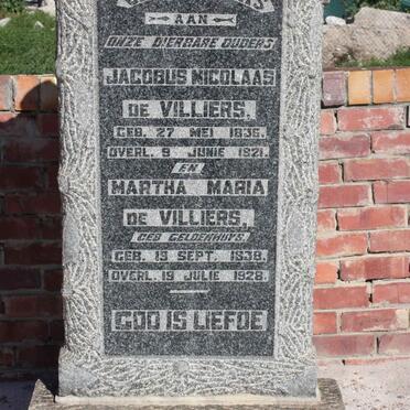 VILLIERS Jacobus Nicolaas, de 1836-1921 &amp; Martha Maria GELDENHUYS 1838-1928