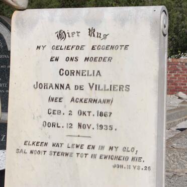 VILLIERS Cornelia Johanna, de nee ACKERMAN 1867-1935 