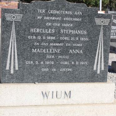 WIUM Hercules Stephanus 1896-1953 &amp; Madeleine Anna HUGO 1902-1971