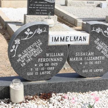IMMELMAN William Ferdinand 1925-1989 &amp; Susarah Maria Elizabeth 1937-