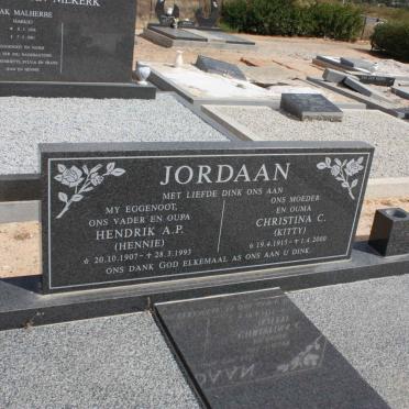 JORDAAN Hendrik A.P. 1907-1993 &amp; Christina C. 1915-2000