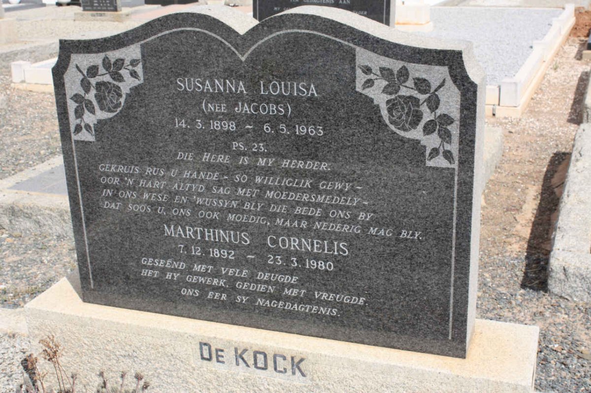 KOCK Marthinus Cornelis, de 1892-1980 &amp; Susanna Louisa JACOBS 1898-1963