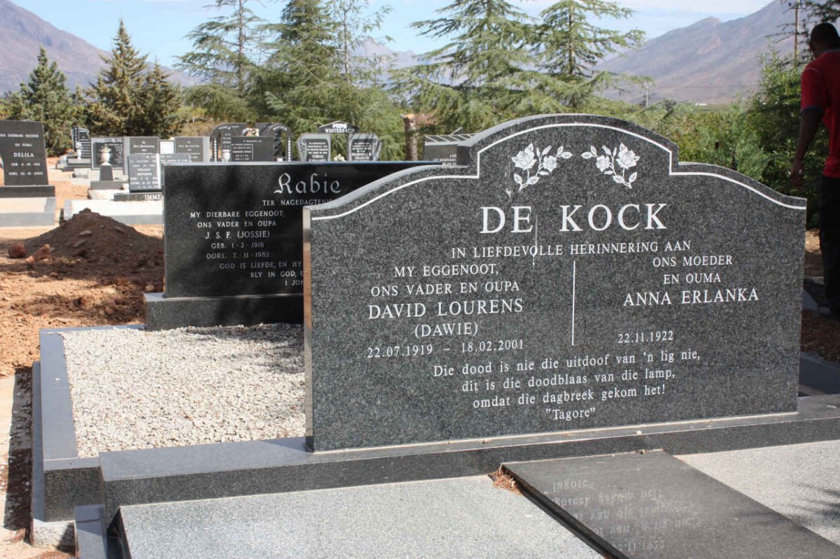 KOCK David Lourens, de 1919-2001 &amp; Anna Erlanka 1922-