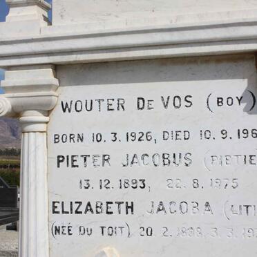 MEIRING Pieter Jacobus 1893-1975 &amp; Elizabeth Jacoba DU TOIT 1898-1976 :: MEIRING Wouter de Vos 1926-1963 