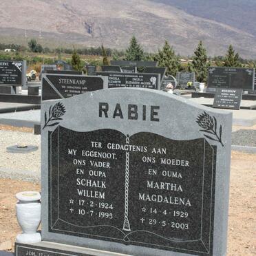 RABIE Schalk Willem 1924-1995 &amp; Martha Magdalena 1929-2003