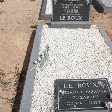 ROUX Anna Jacoba, le 1903-1982 :: LE ROUX Susanna Johanna Elizabeth 1926-2001