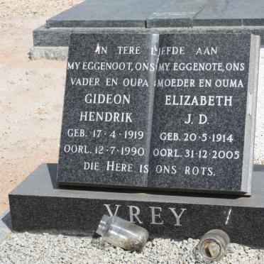 VREY Gideon Hendrik 1919-1990 &amp; Elizabeth J.D. 1914-2005