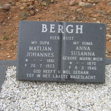 BERGH Matijan Johannes 1861-1923 &amp; Anna Susanna MARNEWICH 1870-1946