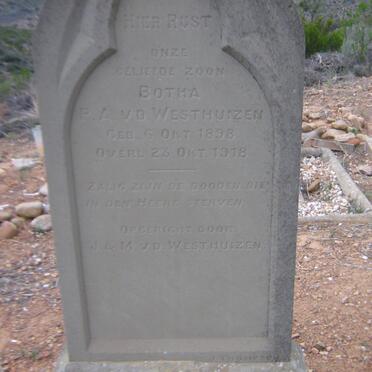 WESTHUIZEN Botha P. A., v.d. 1898-1918