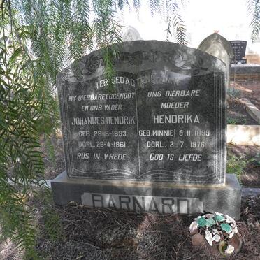 BARNARD Johannes Hendrik 1893-1961 &amp; Hendrika MINNIE 1899-1976