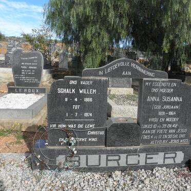 BURGER Schalk Willem 1886-1974 &amp; Anna Susanna JORDAAN 1891-1964