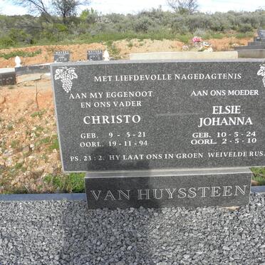 HUYSSTEEN Christo 1921-1994, van Elsie Johanna 1924-2010