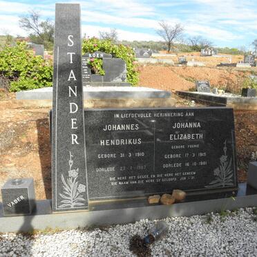 STANDER Johannes Hendrikus 1910-1987 &amp; Johanna Elizabeth FOURIE 1915-1981