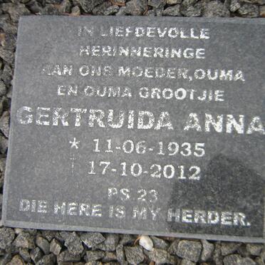 WESTHUIZEN Gertruida Anna, van der 1935-2012