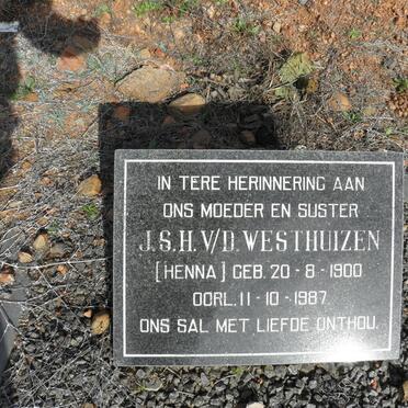WESTHUIZEN J.S.H., v.d. 1900-1987