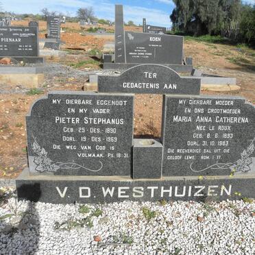 WESTHUIZEN Pieter Stephanus, v.d. 1890-1969 &amp; Maria Anna Catherena LE ROUX 1893-1983