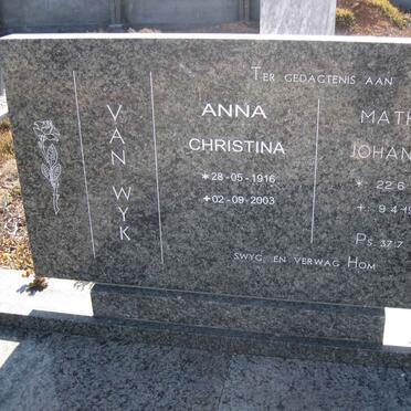 WYK Mathys Johannes, van 1908-1985 &amp; Anna Christina 1916-2003