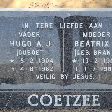 COETZEE Hugo A.J. 1904-1982 &amp; Beatrix J. BRAND 1904-1982