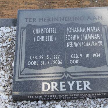 DREYER Christoffel 1927-2006 &amp; Johanna Maria Sophia VAN SCHALKWYK 1934-