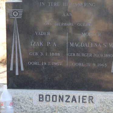 BOONZAIER Izak P.A. 1888-1967 &amp; Magdalena S.M. BURGER 1893-1965