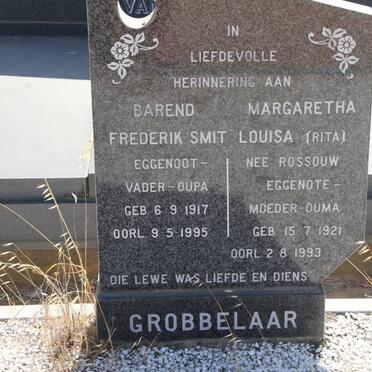 GROBBELAAR Barend Frederik Smit 1917-1995 &amp; Margaretha Louisa ROSSOUW 1921-1993