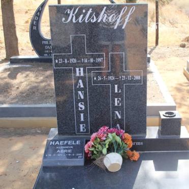 KITSHOFF Hansie 1920-1997 &amp; Lena 1924-2008 :: HAEFELE Abrie 1973-2005