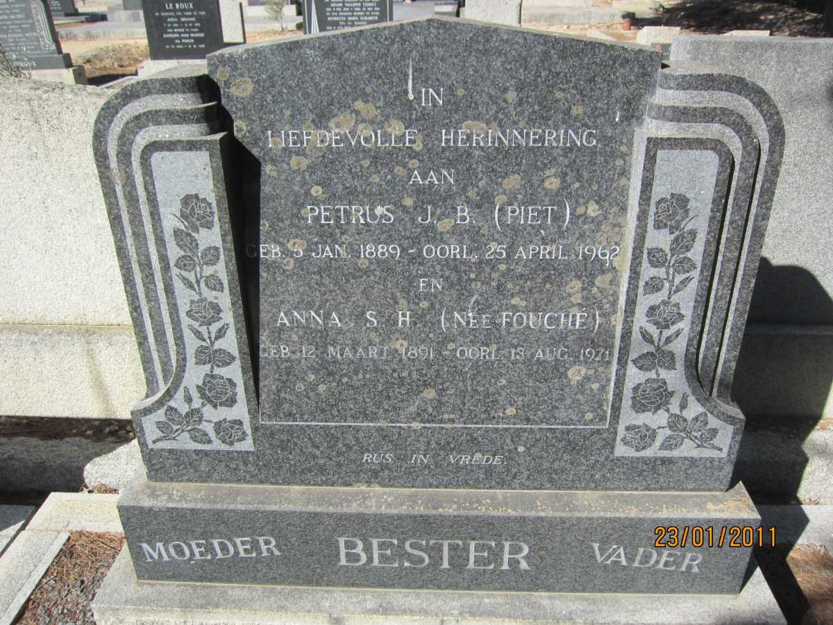 BESTER Petrus J.B. 1889-1962 &amp; Anna S.H. FOUCHE 1891-1971