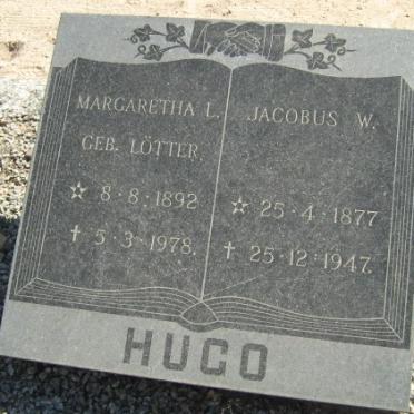 HUGO Jacobus W. 1877-1947 &amp; Margaretha L. LÖTTER 1892-1978