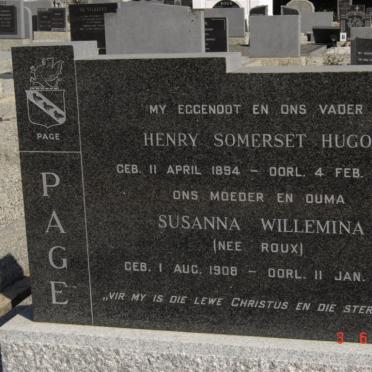 PAGE Henry Somerset Hugo 1984-1969 &amp; Susanna Willemina ROUX 1908-1990